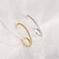 CZ C Shape 925 Sterling Silver Leverback Earrings - KIAHMILLA