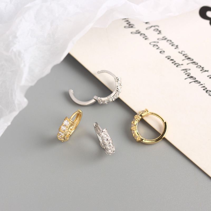 CZ Geometry Simple 925 Sterling Silver Hoop Earrings - KIAHMILLA