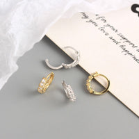 CZ Geometry Simple 925 Sterling Silver Hoop Earrings - KIAHMILLA