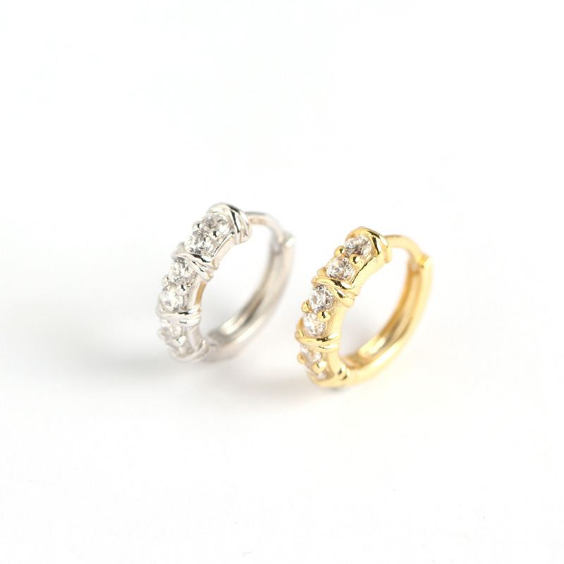 CZ Geometry Simple 925 Sterling Silver Hoop Earrings - KIAHMILLA