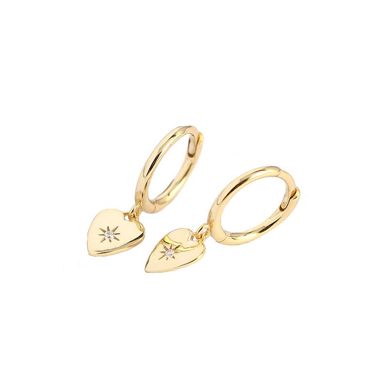 CZ Star Anniversary Heart 925 Sterling Silver Hoop Earrings - KIAHMILLA