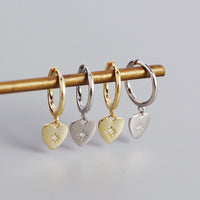 CZ Star Anniversary Heart 925 Sterling Silver Hoop Earrings - KIAHMILLA