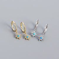 Daily Created Opal Star Anise Sun 925 Sterling Silver Hoop Earrings - KIAHMILLA