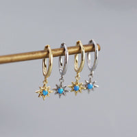 Daily Created Opal Star Anise Sun 925 Sterling Silver Hoop Earrings - KIAHMILLA