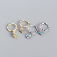 Daily Created Opal Star Anise Sun 925 Sterling Silver Hoop Earrings - KIAHMILLA