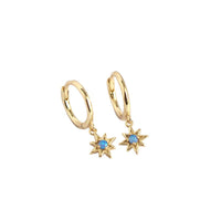 Daily Created Opal Star Anise Sun 925 Sterling Silver Hoop Earrings - KIAHMILLA