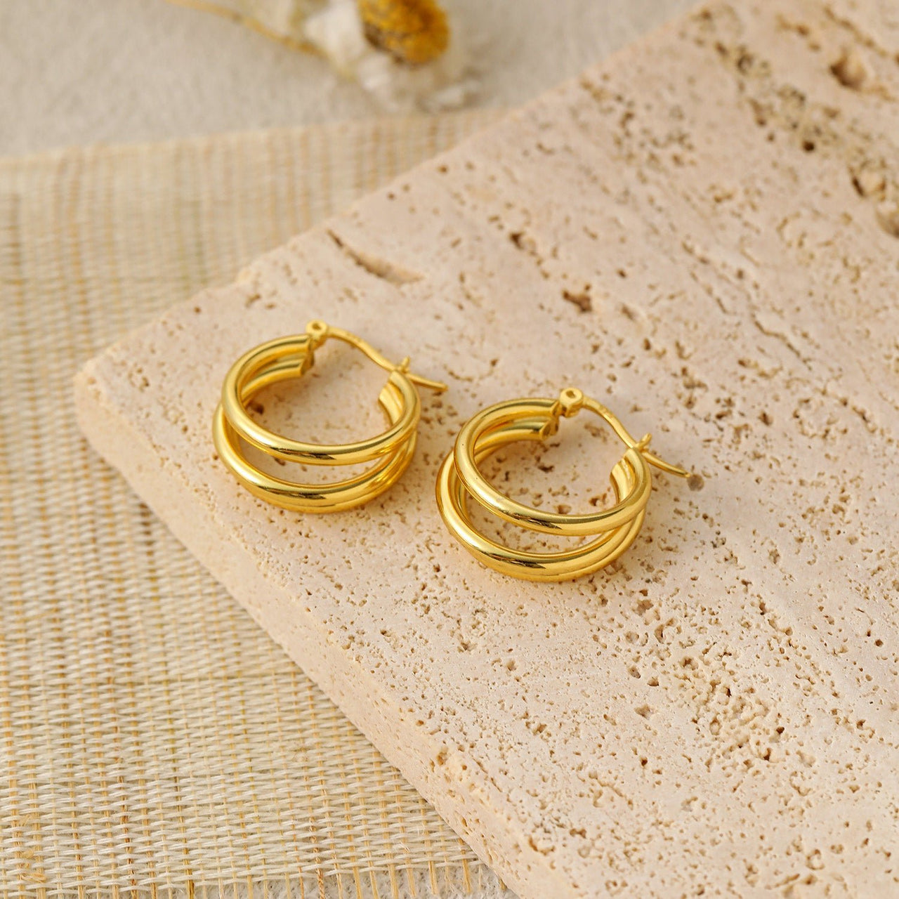 Daily Triple Circles 925 Sterling Silver Hoop Earrings - KIAHMILLA