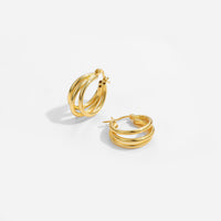 Daily Triple Circles 925 Sterling Silver Hoop Earrings - KIAHMILLA