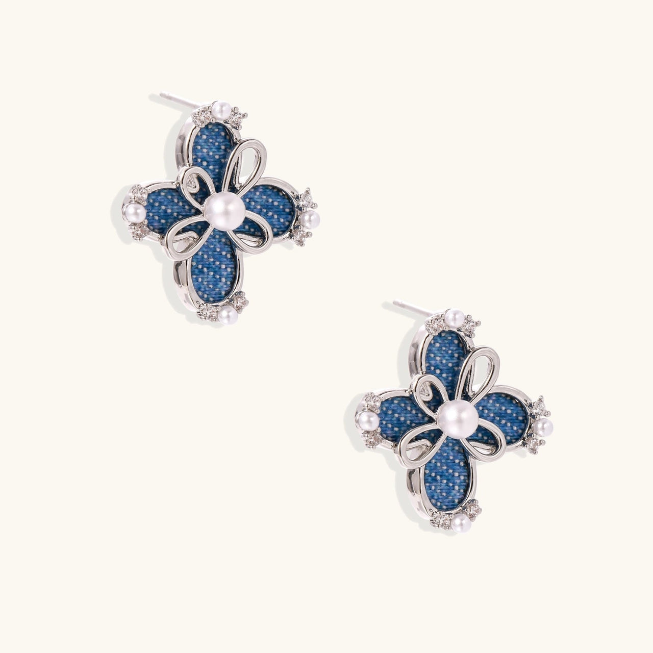 Denim Bloom Studs - KIAHMILLA