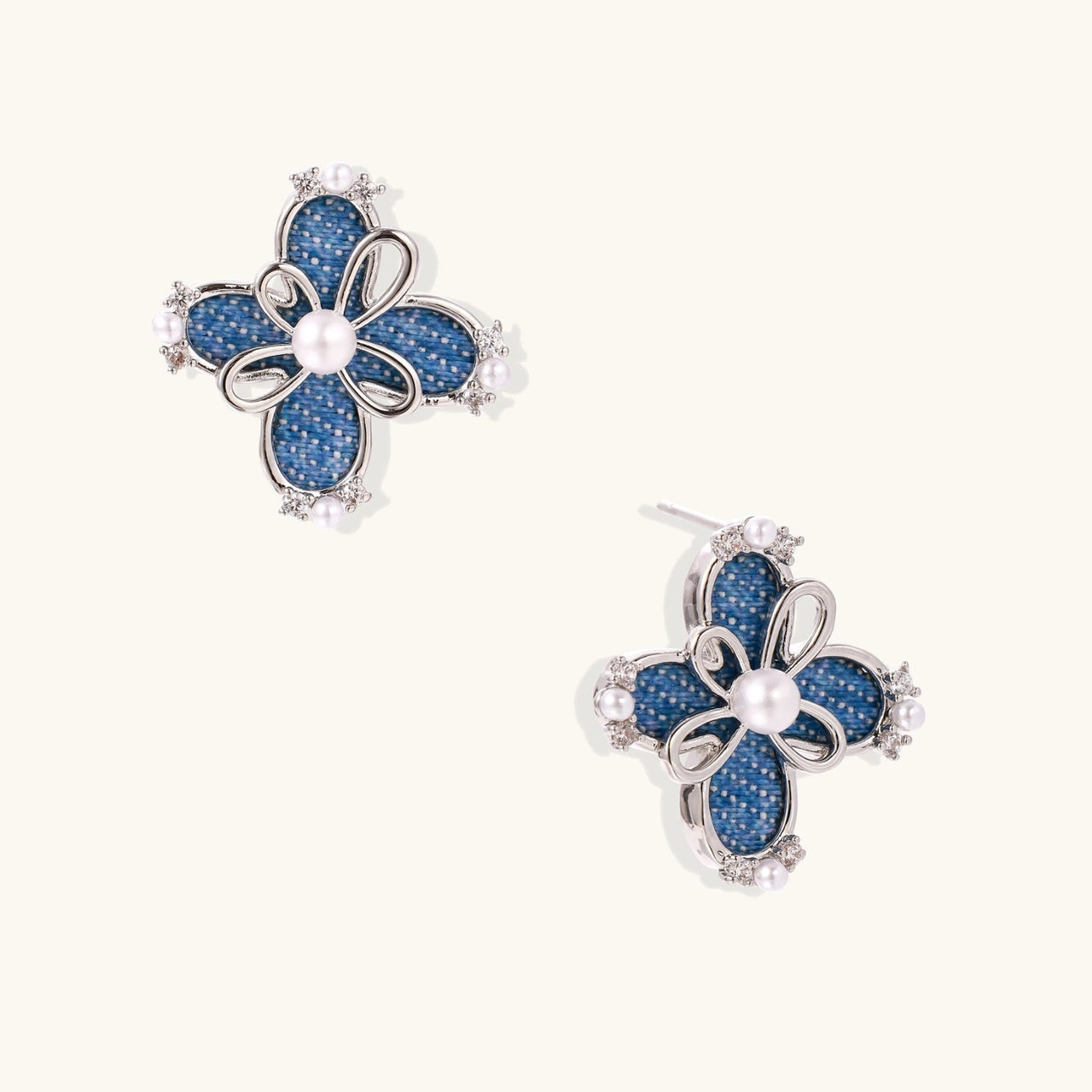 Denim Bloom Studs - KIAHMILLA