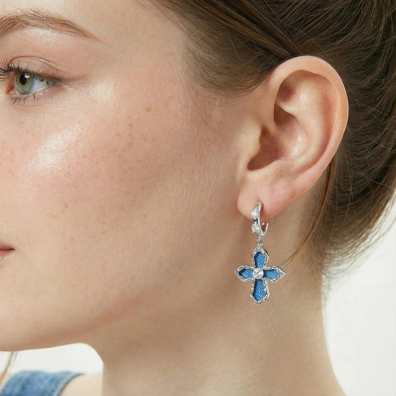 Denim Cross Drops - KIAHMILLA