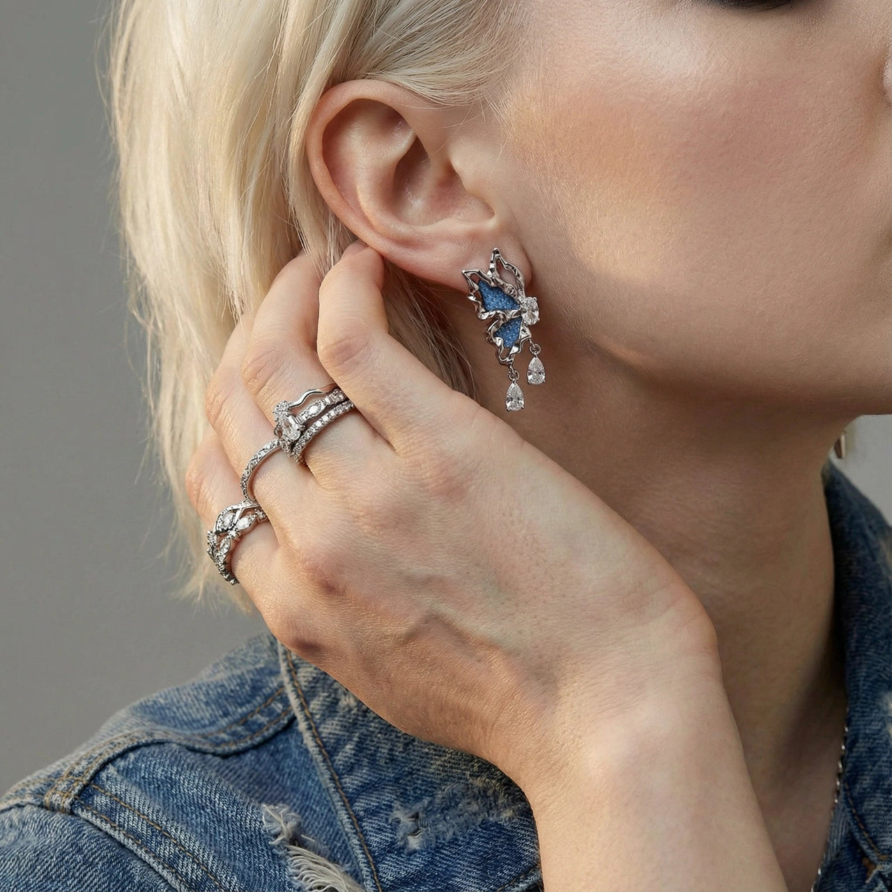 Denim Dreams Butterfly Earrings - KIAHMILLA