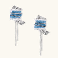 Denim Fringe Chain Earrings - KIAHMILLA