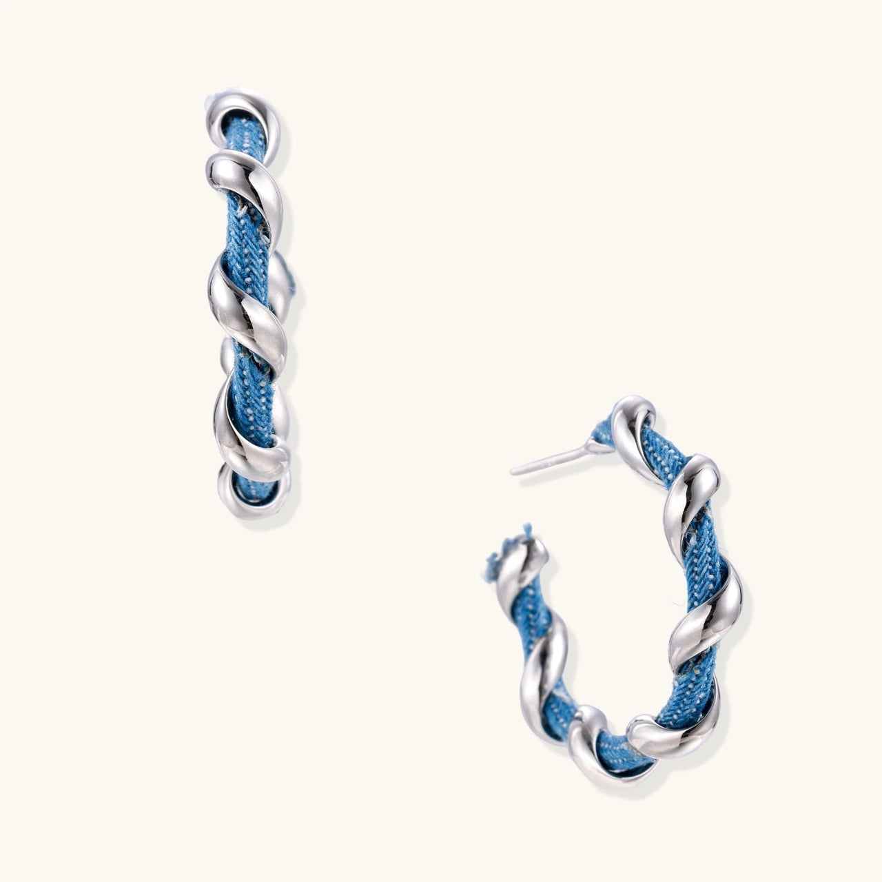 Denim Twist Hoops - KIAHMILLA