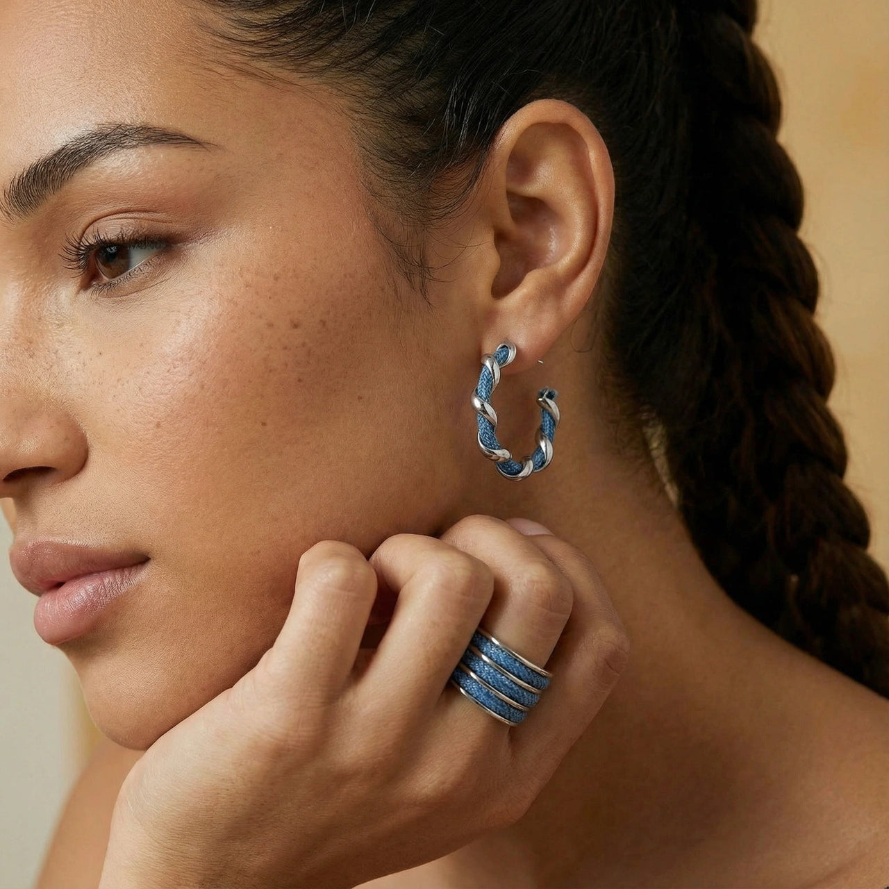 Denim Twist Hoops - KIAHMILLA