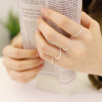 Diamond Cut Faceted Geometric Slim Knuckle Ring Silver S925 Sterling Silver Fine Stacking Ring - KIAHMILLA
