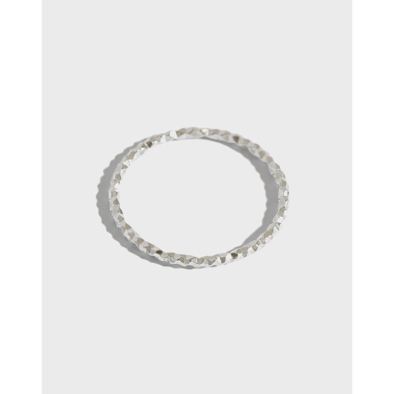 Diamond Cut Faceted Geometric Slim Knuckle Ring Silver S925 Sterling Silver Fine Stacking Ring - KIAHMILLA