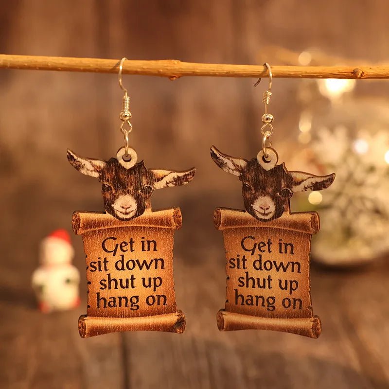 Donkey Letter Wooden Dangle Earrings - Coolpeacock