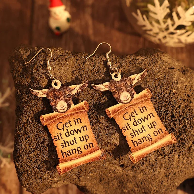 Donkey Letter Wooden Dangle Earrings - Coolpeacock
