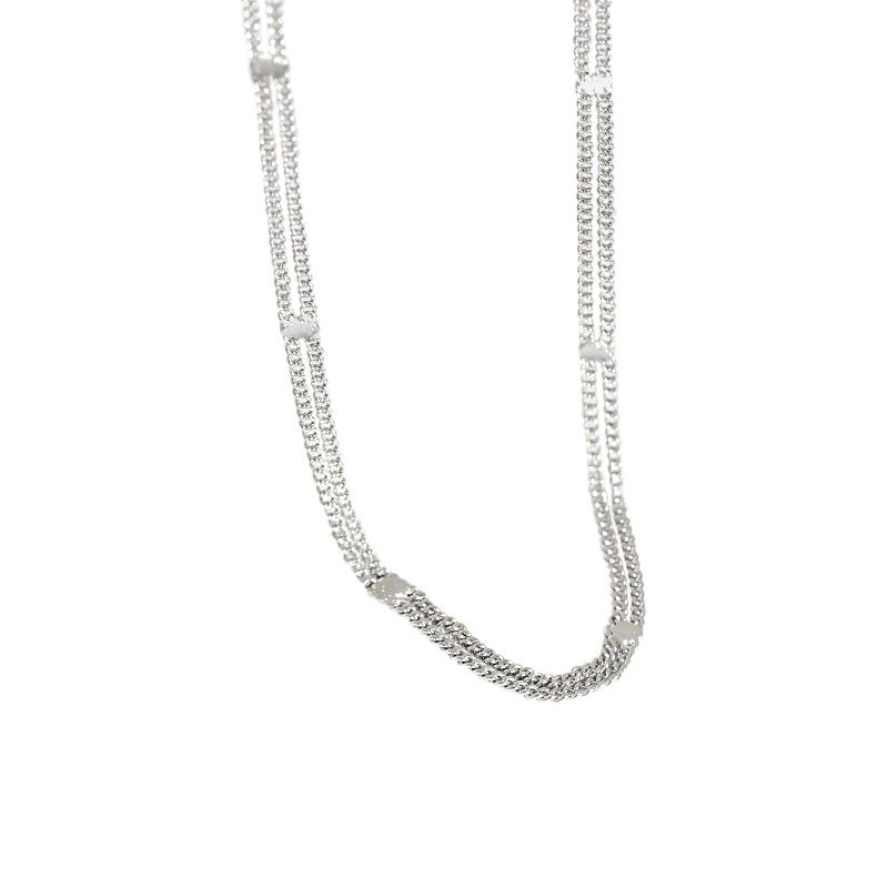 Double Layer Chain 925 Sterling Silver Choker Necklace - KIAHMILLA