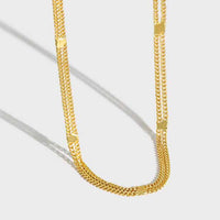 Double Layer Chain 925 Sterling Silver Choker Necklace - KIAHMILLA