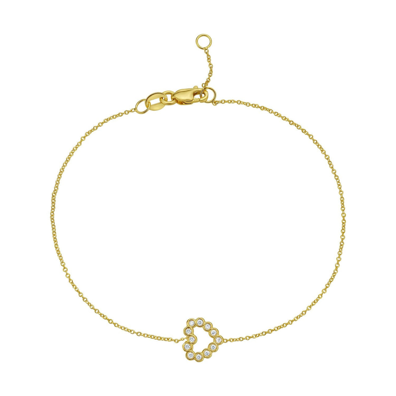 Elegant 14k Yellow Gold Petite Diamond Heart Bracelet - KIAHMILLA