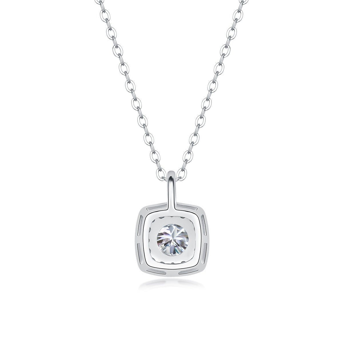 Elegant 925 Sterling Silver Chain Moissanite Geometric Pendant Necklace - KIAHMILLA