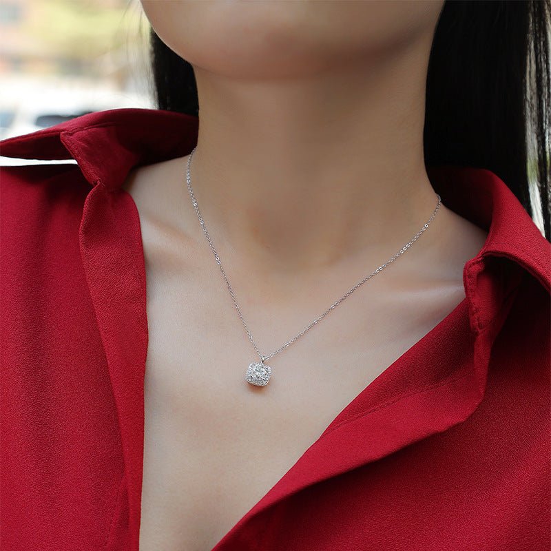 Elegant 925 Sterling Silver Chain Moissanite Geometric Pendant Necklace - KIAHMILLA