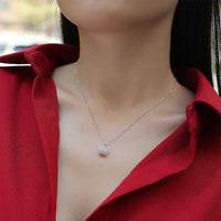 Elegant 925 Sterling Silver Chain Moissanite Geometric Pendant Necklace - KIAHMILLA