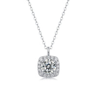 Elegant 925 Sterling Silver Chain Moissanite Geometric Pendant Necklace - KIAHMILLA