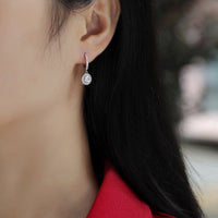 Elegant 925 Sterling Silver D Color Round Cut for Women Moissanite Geometric Drop Earrings - KIAHMILLA