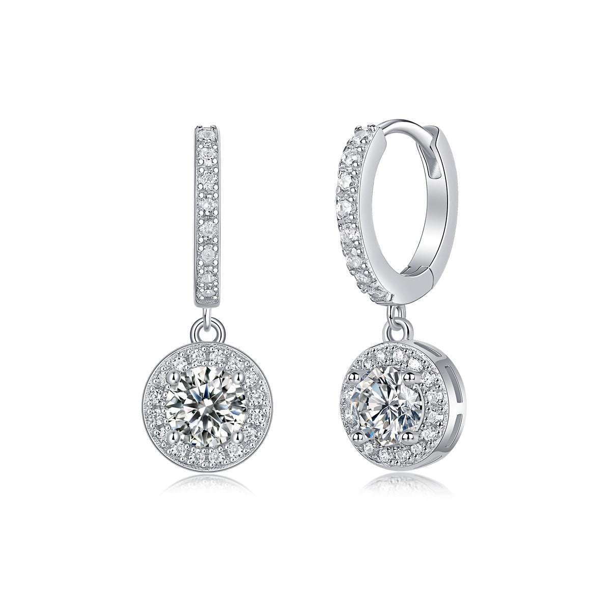 Elegant 925 Sterling Silver D Color Round Cut for Women Moissanite Geometric Drop Earrings - KIAHMILLA