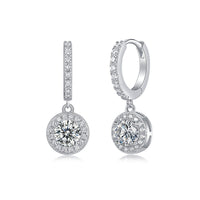 Elegant 925 Sterling Silver D Color Round Cut for Women Moissanite Geometric Drop Earrings - KIAHMILLA