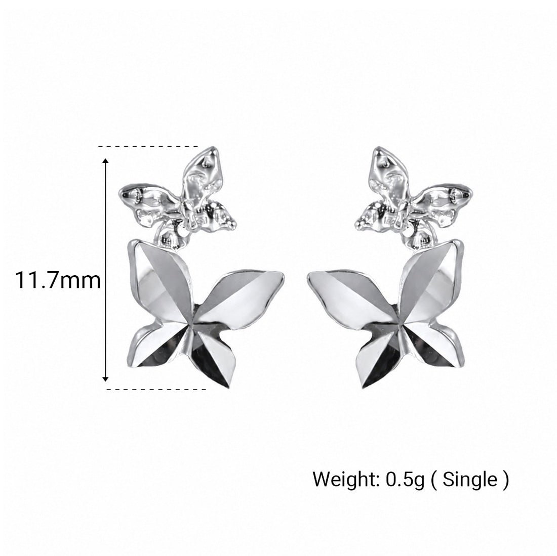 Elegant and Stylish Earrings Featuring a Multi Faceted Butterfly Silhouette in Minimalist 925 Sterling Silver Stud Earrings - KIAHMILLA