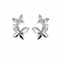 Elegant and Stylish Earrings Featuring a Multi Faceted Butterfly Silhouette in Minimalist 925 Sterling Silver Stud Earrings - KIAHMILLA