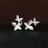 Elegant and Stylish Earrings Featuring a Multi Faceted Butterfly Silhouette in Minimalist 925 Sterling Silver Stud Earrings - KIAHMILLA