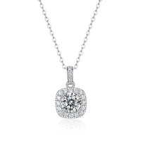 Elegant Cushion Cut Design for Women Geometric Moissanite 925 Sterling Silver Necklace - KIAHMILLA