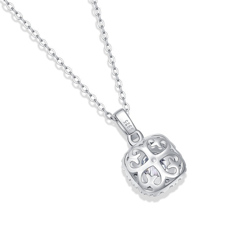 Elegant Cushion Cut Design for Women Geometric Moissanite 925 Sterling Silver Necklace - KIAHMILLA