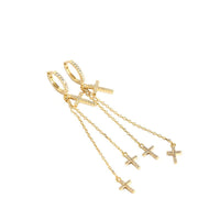 Elegant CZ Cross Tassels 925 Sterling Silver Hoop Earrings - KIAHMILLA