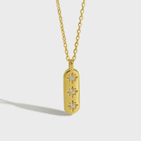 Elegant CZ Geometry CZ Star Tag 925 Sterling Silver Necklace - KIAHMILLA