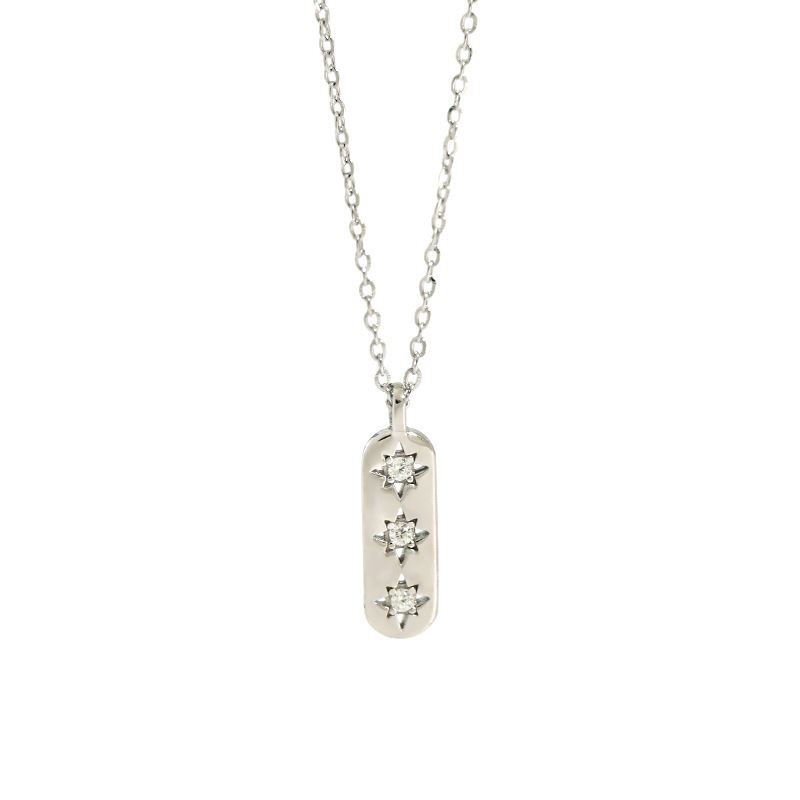 Elegant CZ Geometry CZ Star Tag 925 Sterling Silver Necklace - KIAHMILLA
