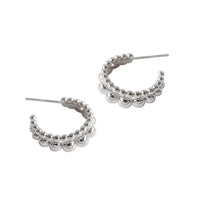 Elegant Double Row Beaded 18K Gold Plating 925 Sterling Silver Hoop Earrings - KIAHMILLA