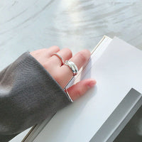 Elegant Geometric Design Pure Metal S990 Silver Intertwined Lines Closed Ring - KIAHMILLA