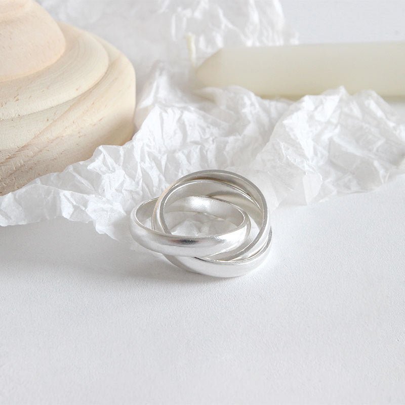 Elegant Geometric Design Pure Metal S990 Silver Intertwined Lines Closed Ring - KIAHMILLA