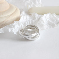 Elegant Geometric Design Pure Metal S990 Silver Intertwined Lines Closed Ring - KIAHMILLA