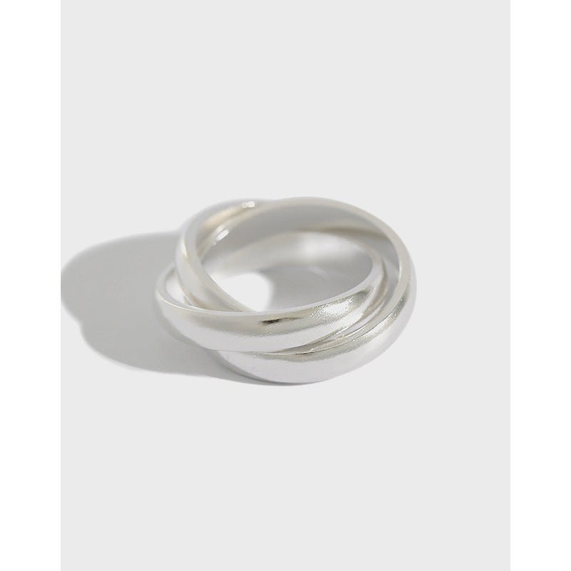 Elegant Geometric Design Pure Metal S990 Silver Intertwined Lines Closed Ring - KIAHMILLA