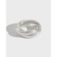 Elegant Geometric Design Pure Metal S990 Silver Intertwined Lines Closed Ring - KIAHMILLA