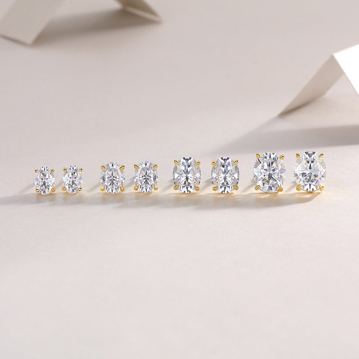 Elegant Geometric Moissanite 18K Gold Plated 925 Sterling Silver Stud Earrings - KIAHMILLA