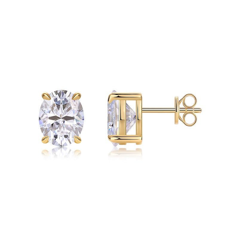 Elegant Geometric Moissanite 18K Gold Plated 925 Sterling Silver Stud Earrings - KIAHMILLA
