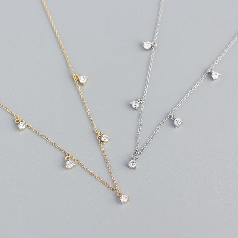 Elegant Geometry Round CZ Tassels 925 Sterling Silver Necklace - KIAHMILLA